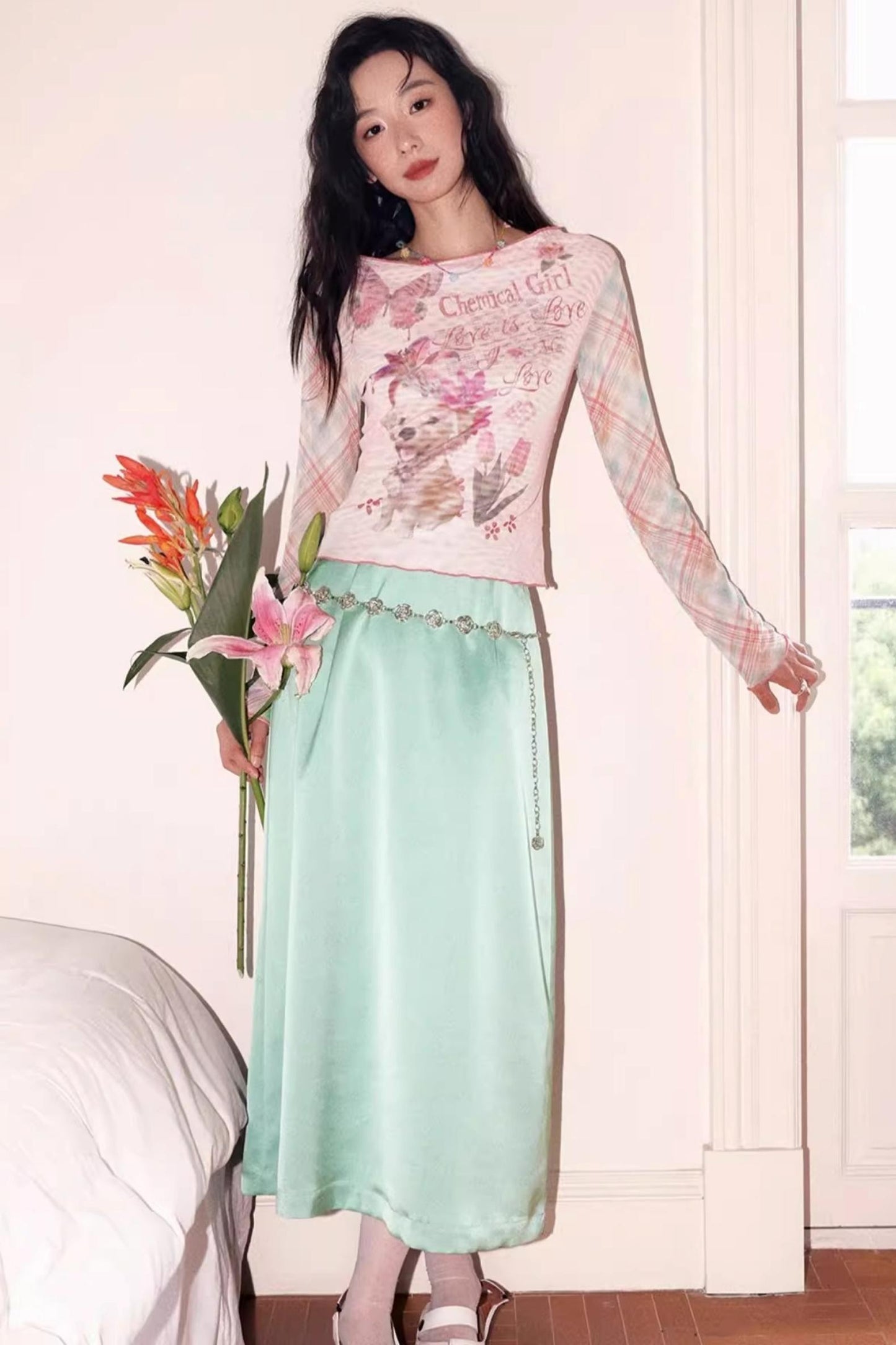 Puppy Pictorial Mesh Top