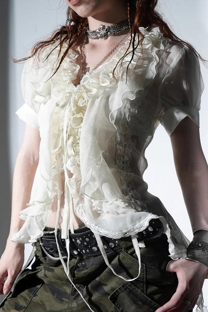 Gauze Ruffle Shirt