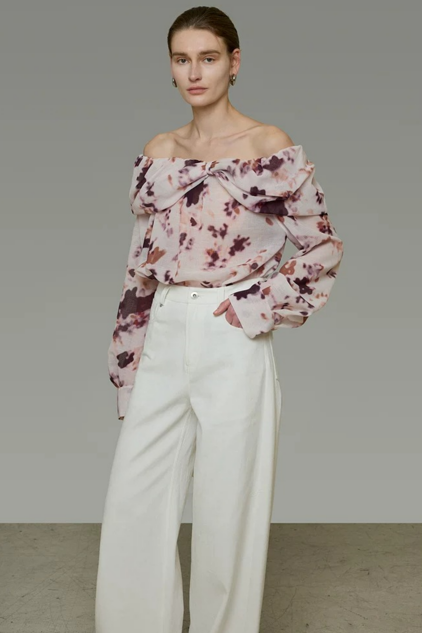 Elegant Tie-Dye Off-Shoulder Blouse