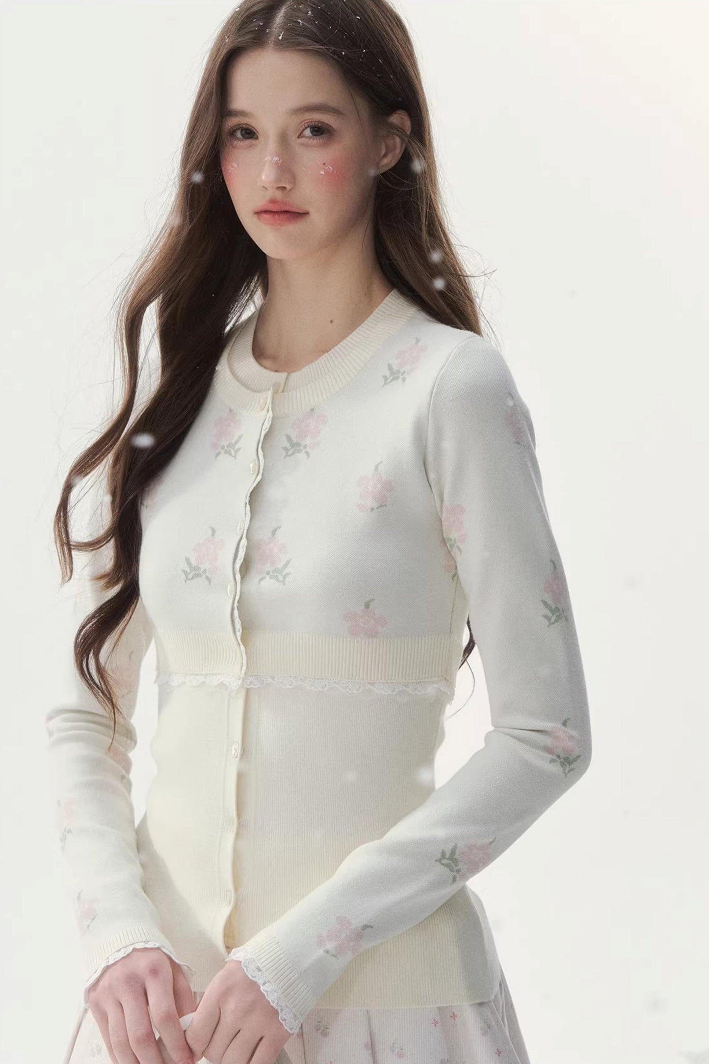 Floral Girlish Knitted Sweater