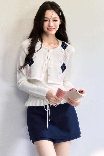 Geometric Quilted Cardigan Set