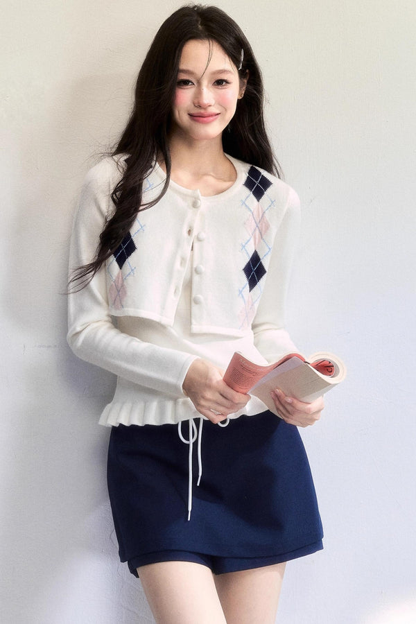 Geometric Quilted Cardigan Set