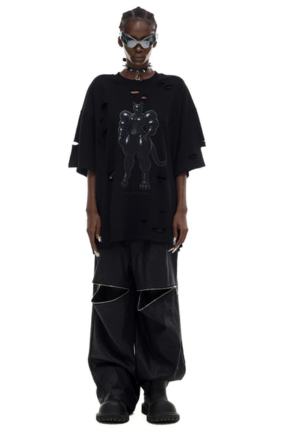 Black Cat Waist T-Shirt