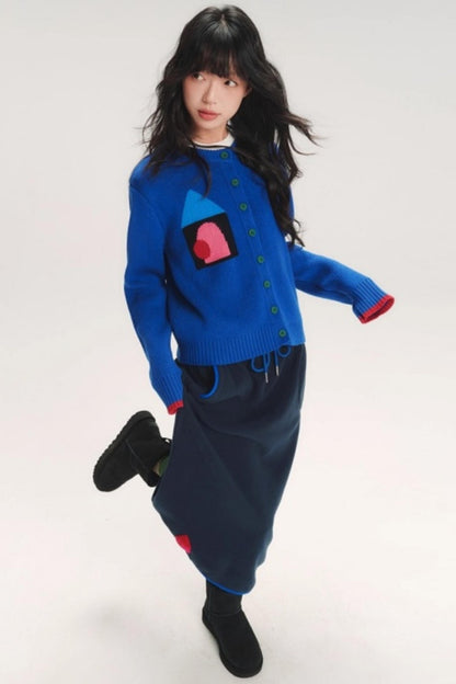 Colorful Jacquard Knitted Cardigan