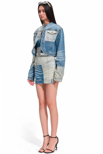 Colorblock-Denimkleid