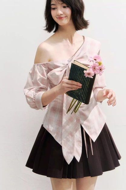 Spliced Waist Collegiate Skirt