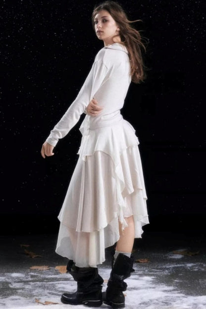 Irregular Gradient Ruffle Dress