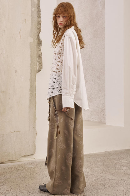 Front Lace Thin Cut-Out Shirt