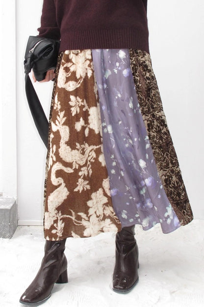 Retro Jacquard Taro Purple Skirt