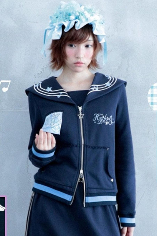 Original Polka Dot Embroidery Sailor Uniform Jacket