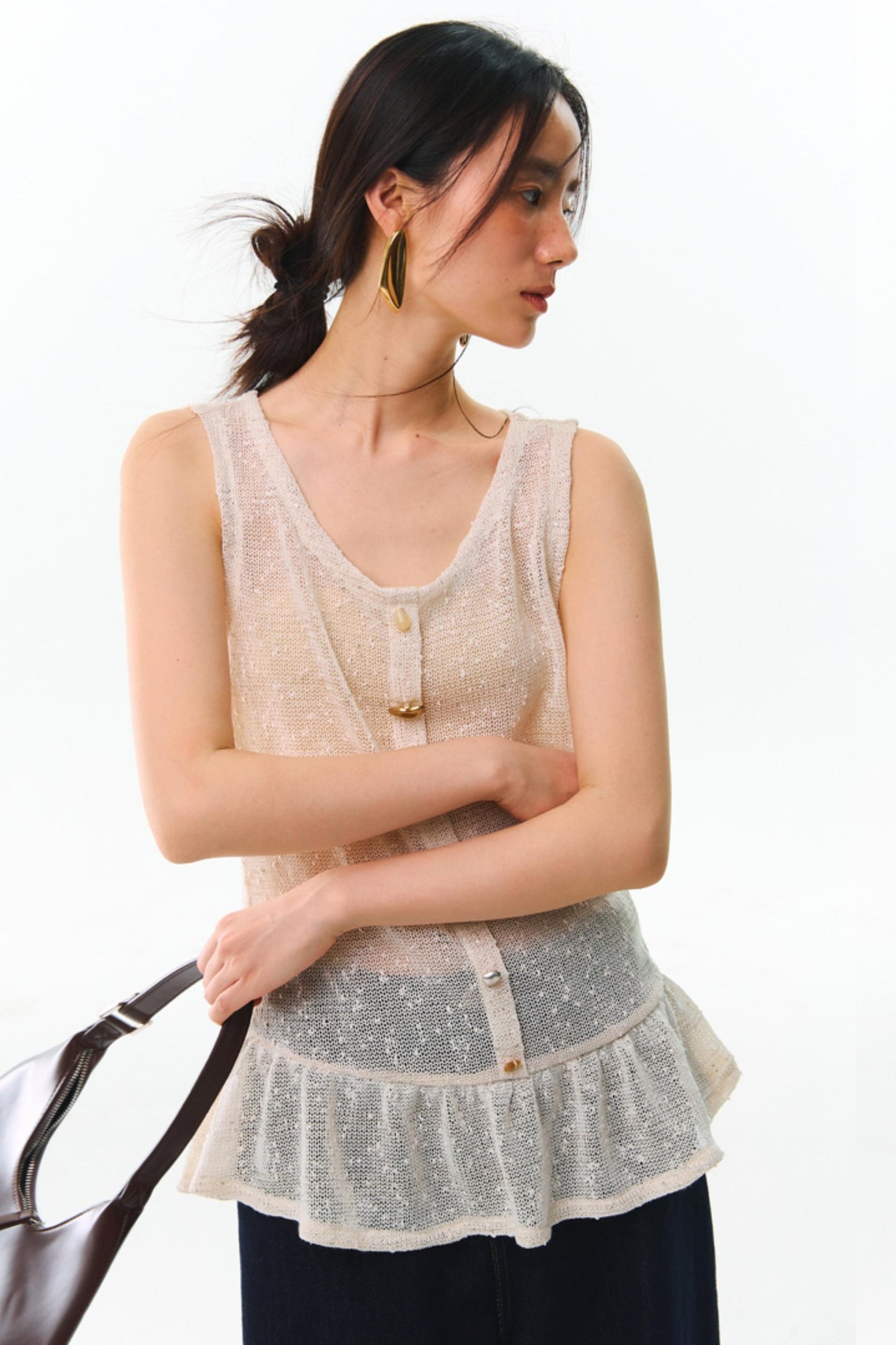 Shards Sequin Ruffled Top