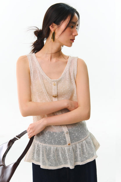 Shards Sequin Ruffled Top