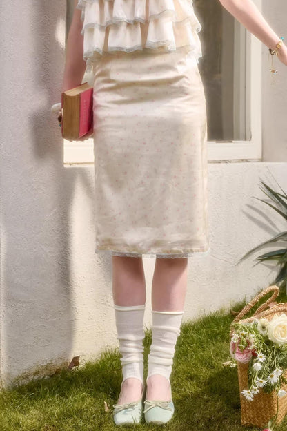 Lemon Floral Satin Lace Top Set-Up