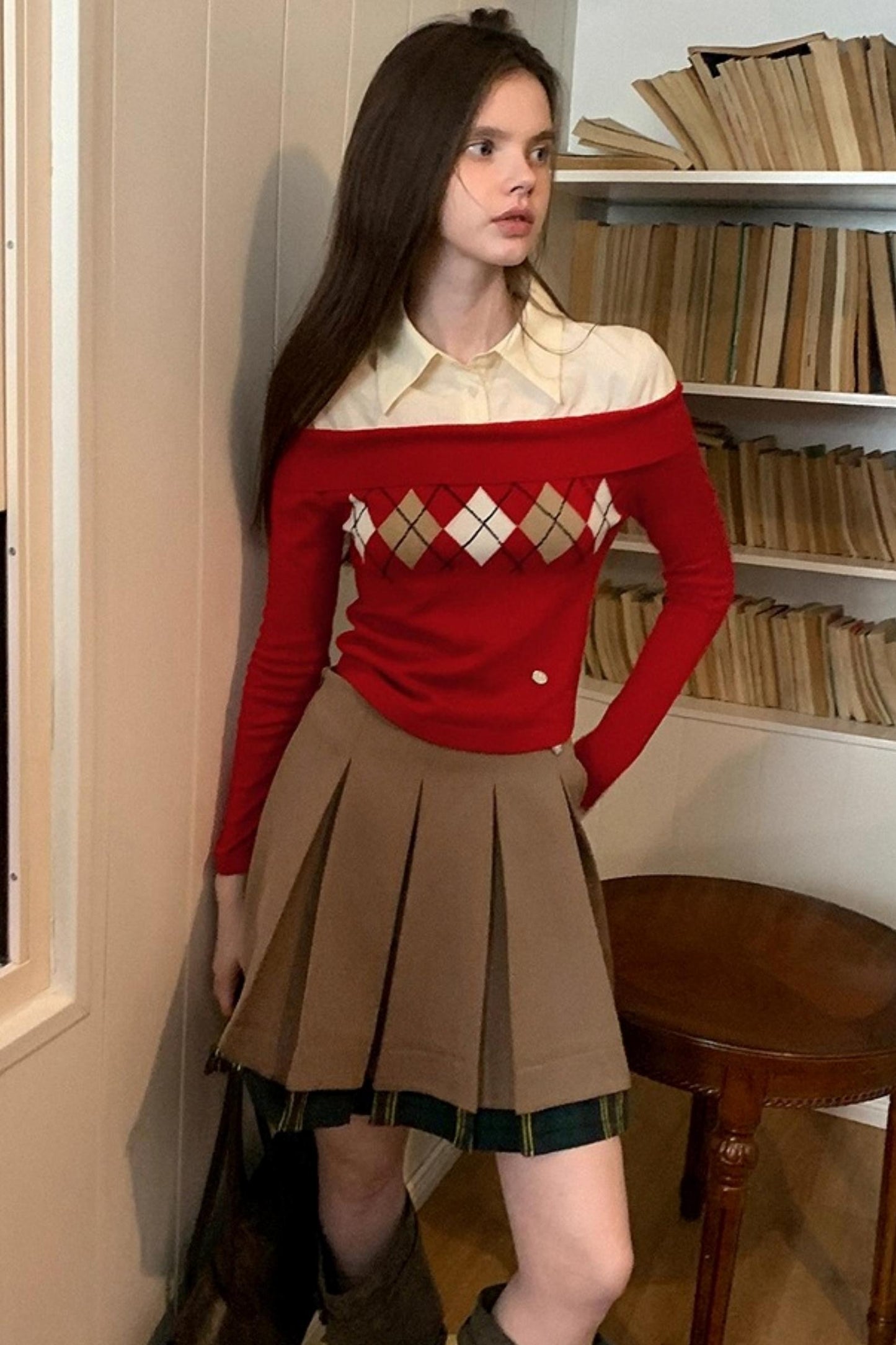 Diamond Pattern Merino Wool Sweater