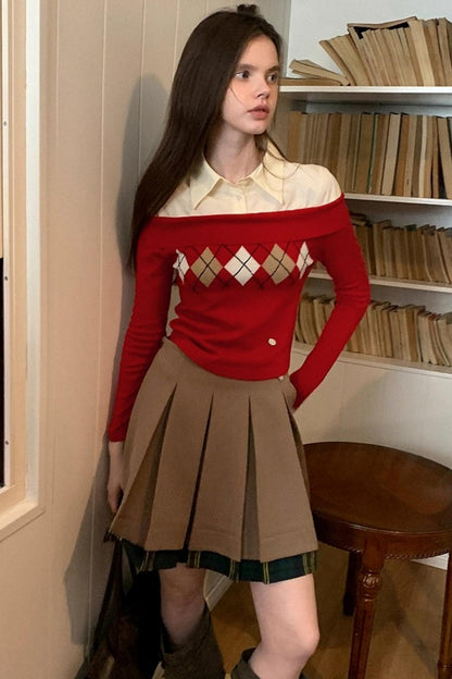 Diamond Pattern Merino Wool Sweater