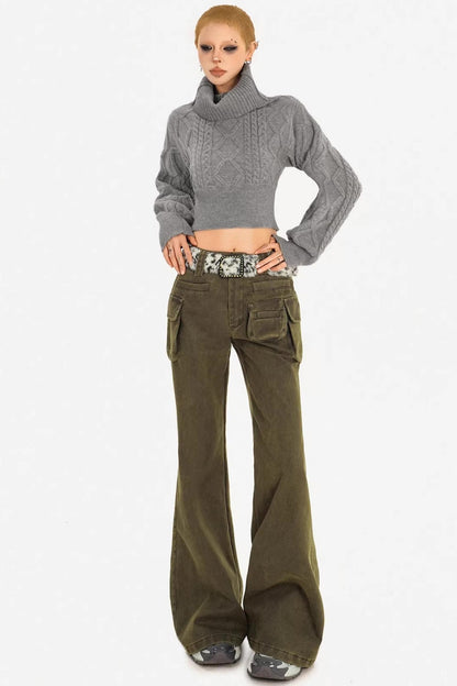 Retro Off-Shoulder Camel Sweater