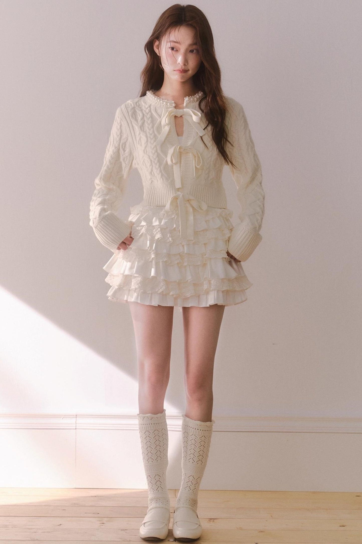 Retro Crochet Pearl Cardigan