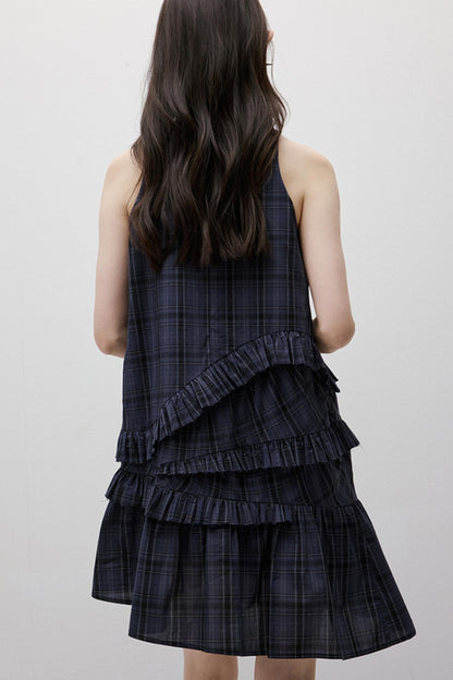 Midnight Blue Check Dress