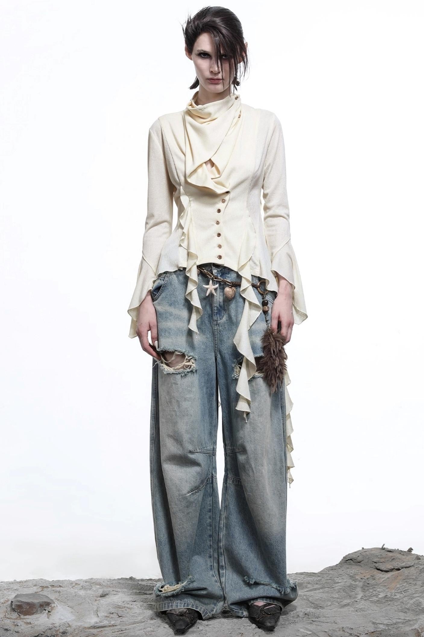 Lyocell Ruffled Cardigan