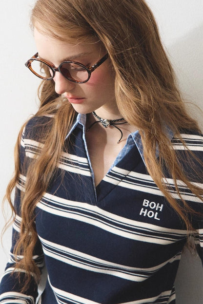 Mint Intellectual Striped Polo T-shirt