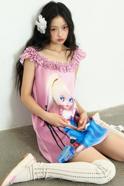 Pinkes Rüschen-Puppenkleid