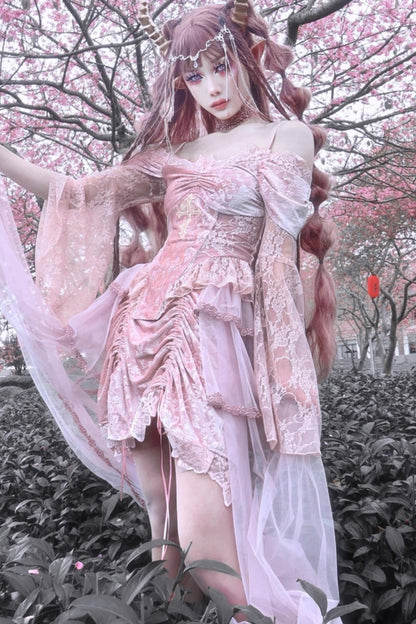 Gothic Embossed Pink Court Skirt