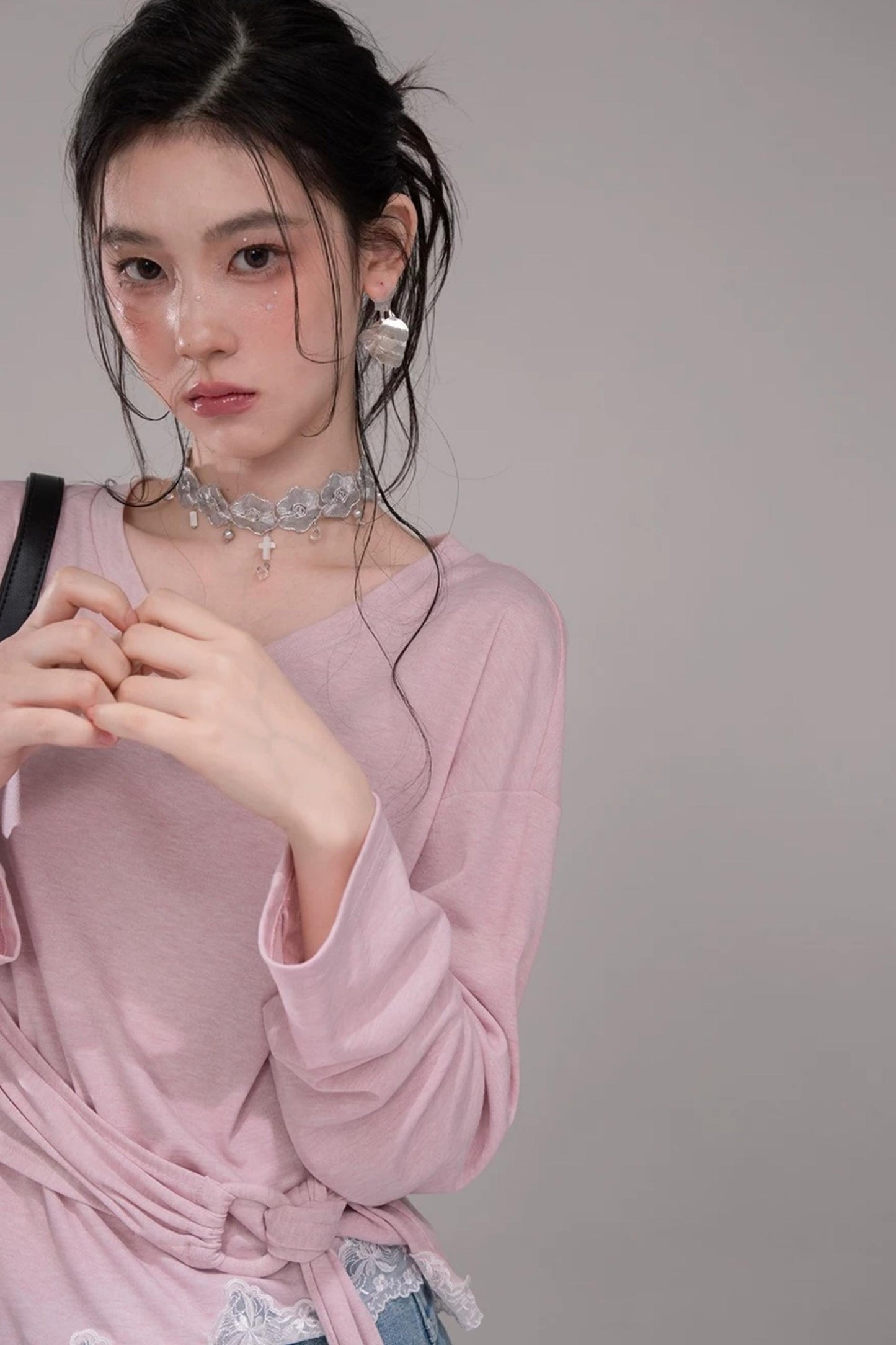Pink Lyocell Lace Top