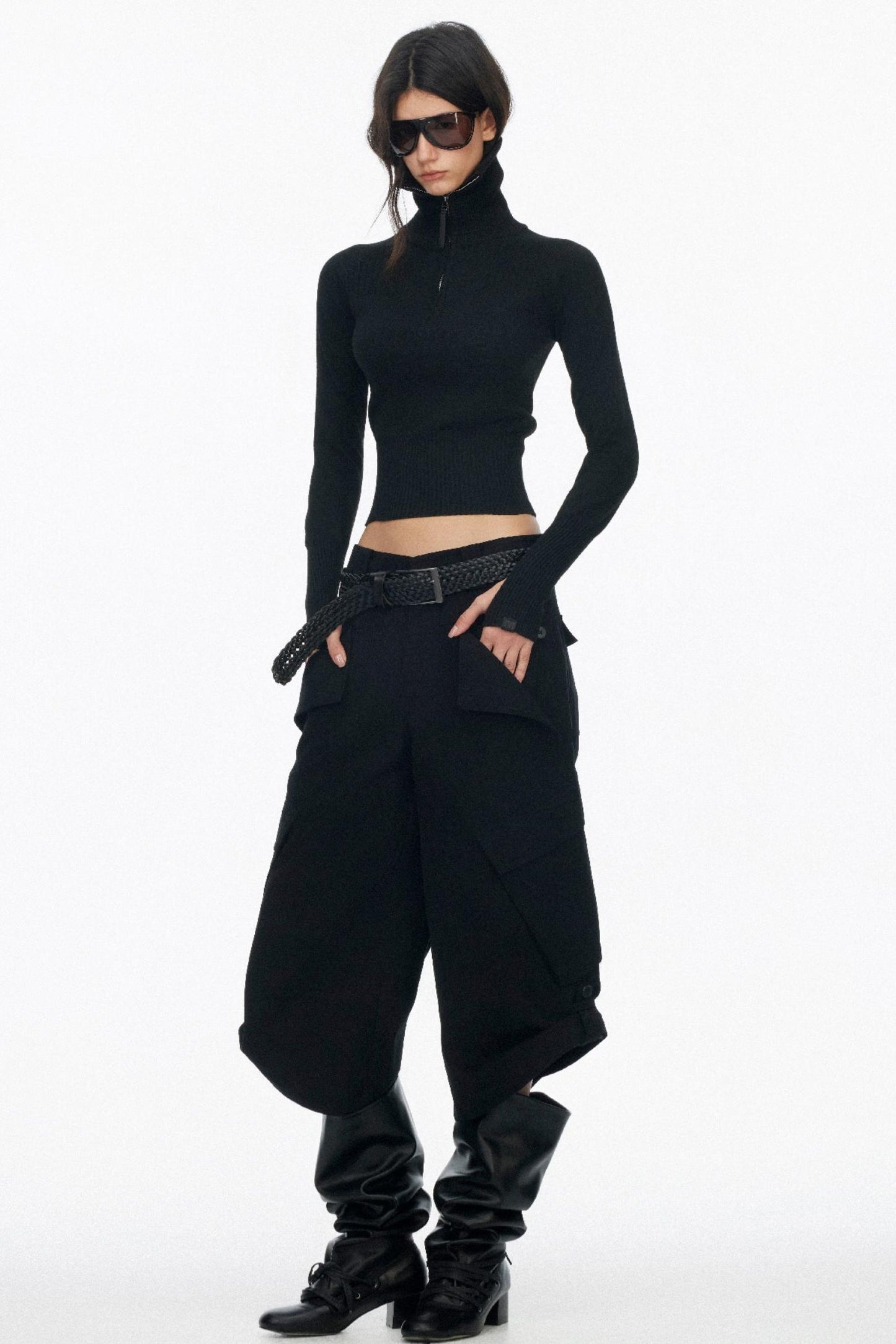 Half-High Collar Knit Top