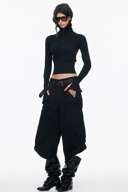 Half-High Collar Knit Top