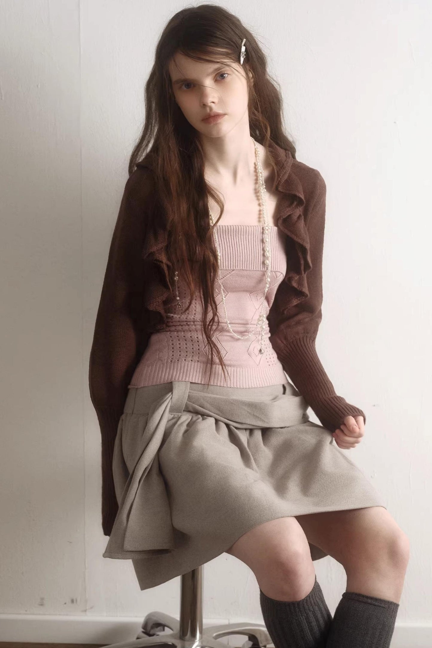 Retro Rüschen-Cardigan-Set