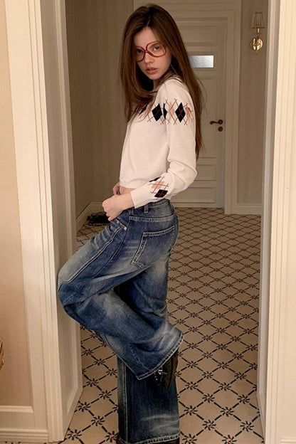 Blue Distressed Denim Pants