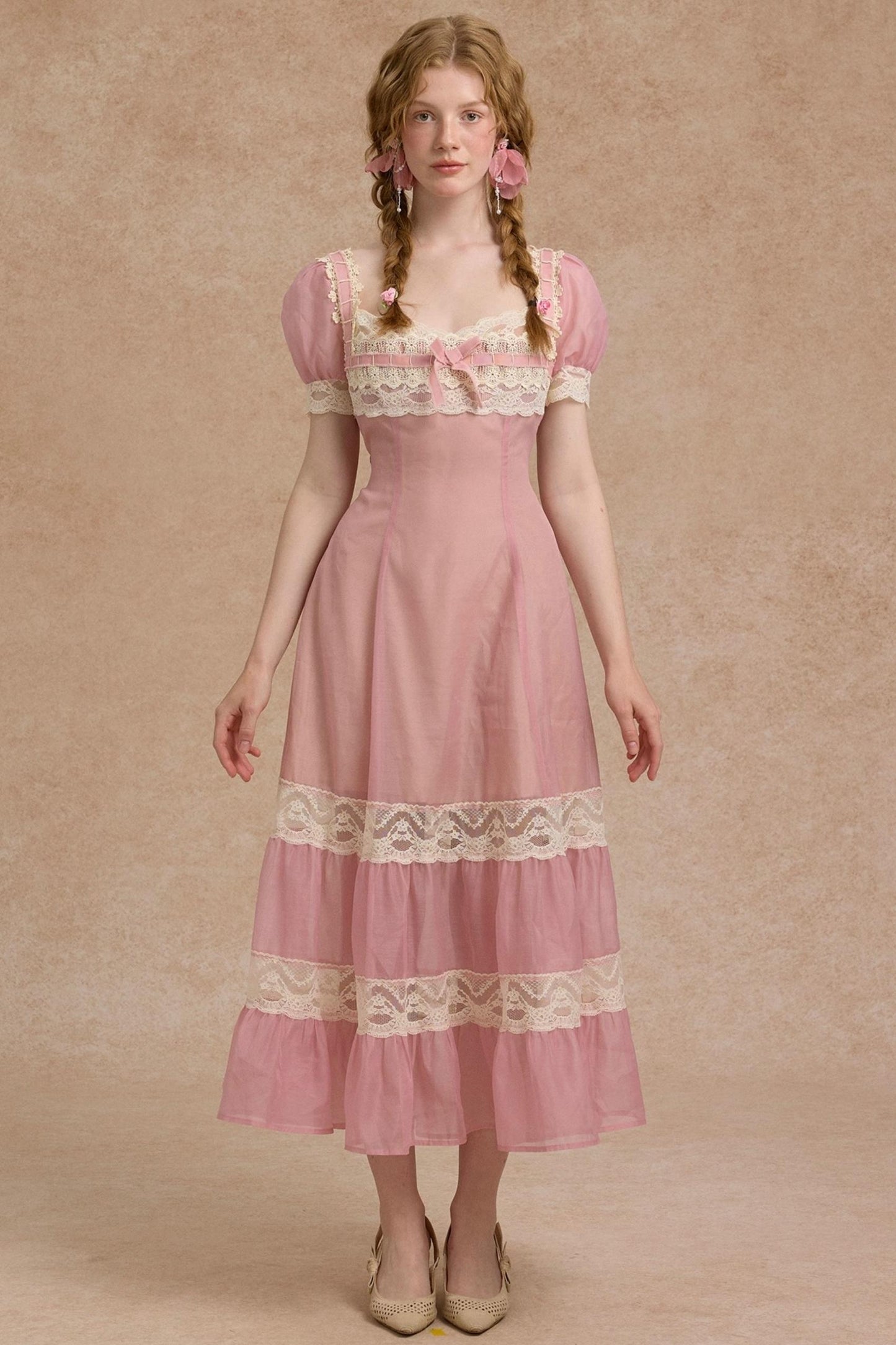 Tulip Satin Ribbon Pink Dress