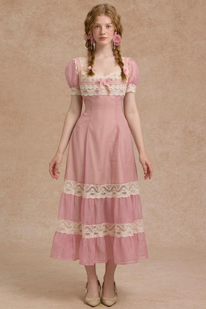 Tulip Satin Ribbon Pink Dress