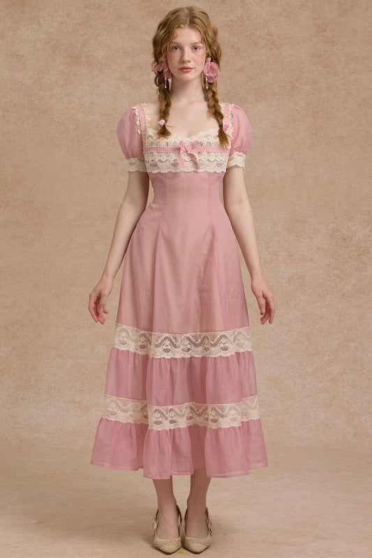 Tulip Satin Ribbon Pink Dress