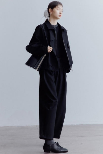 Black Cocoon Shaped Suit Pants