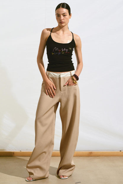 Retro Satin Slim Fit Pants
