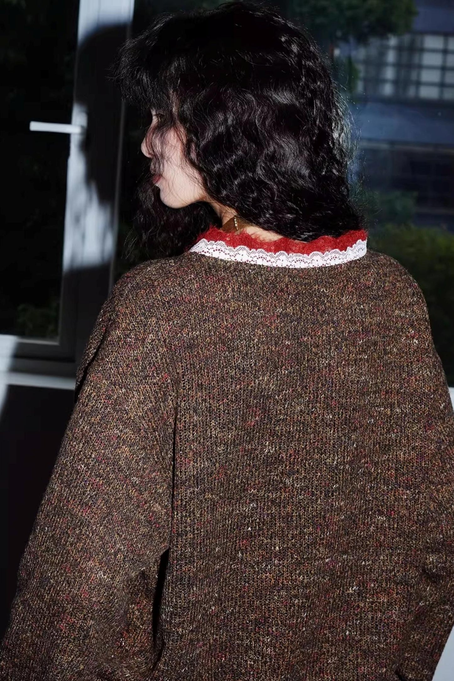 Retro Lace Knitted Cardigan