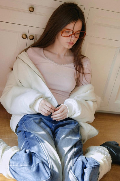 Pearl Rhinestone Wool Top