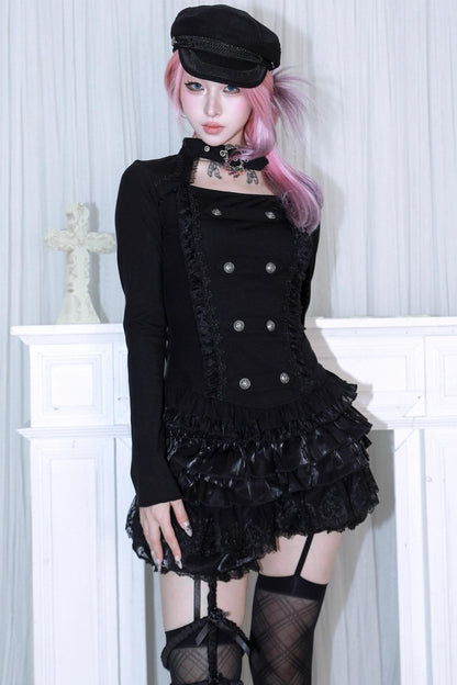 Velvet Double-Breasted Top