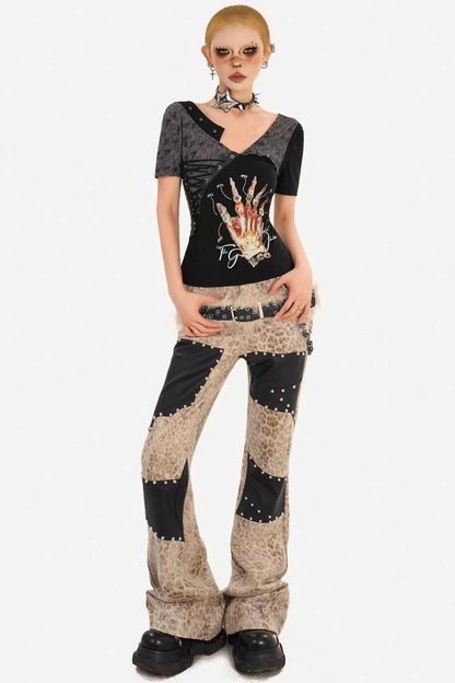 Gothic Lace-Up Rock Top