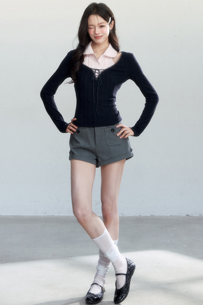 Korean-Style Decorative Shirt Collar