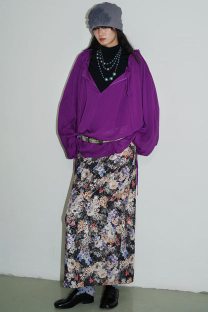 Gold Floral Pleated Skirt