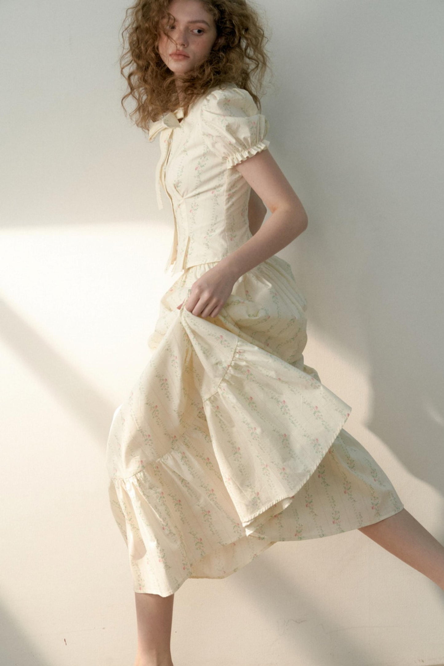 Floral Tie Bubble Sleeve Set-Up