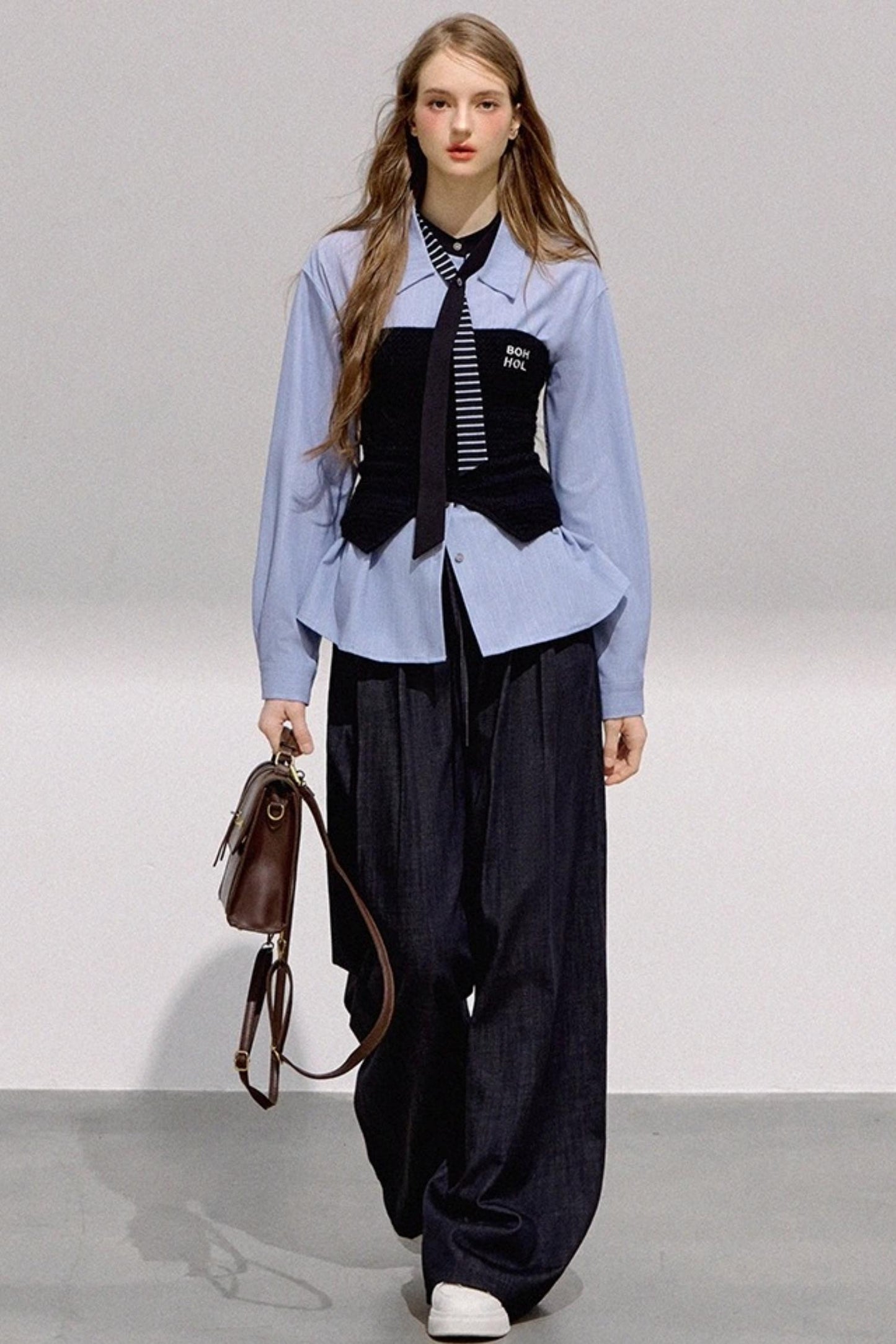 Cool Black Denim Wide-Leg Pants