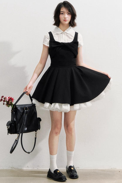 Black Bow Puffy Dress