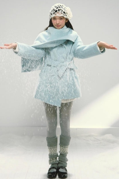 Shawl Cape Tie-Up Wool Coat