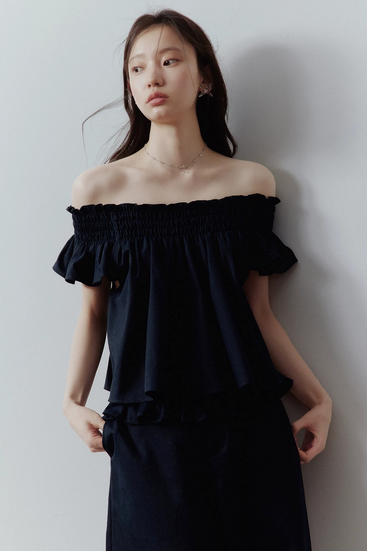 Plush Blue Puff Sleeve Blouse