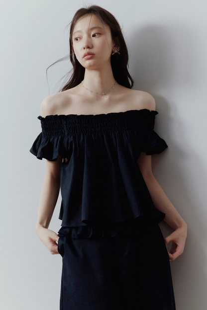 Plush Blue Puff Sleeve Blouse