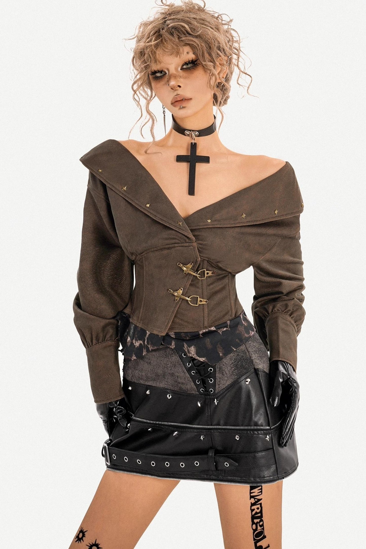 Black Leather A-Line Skirt