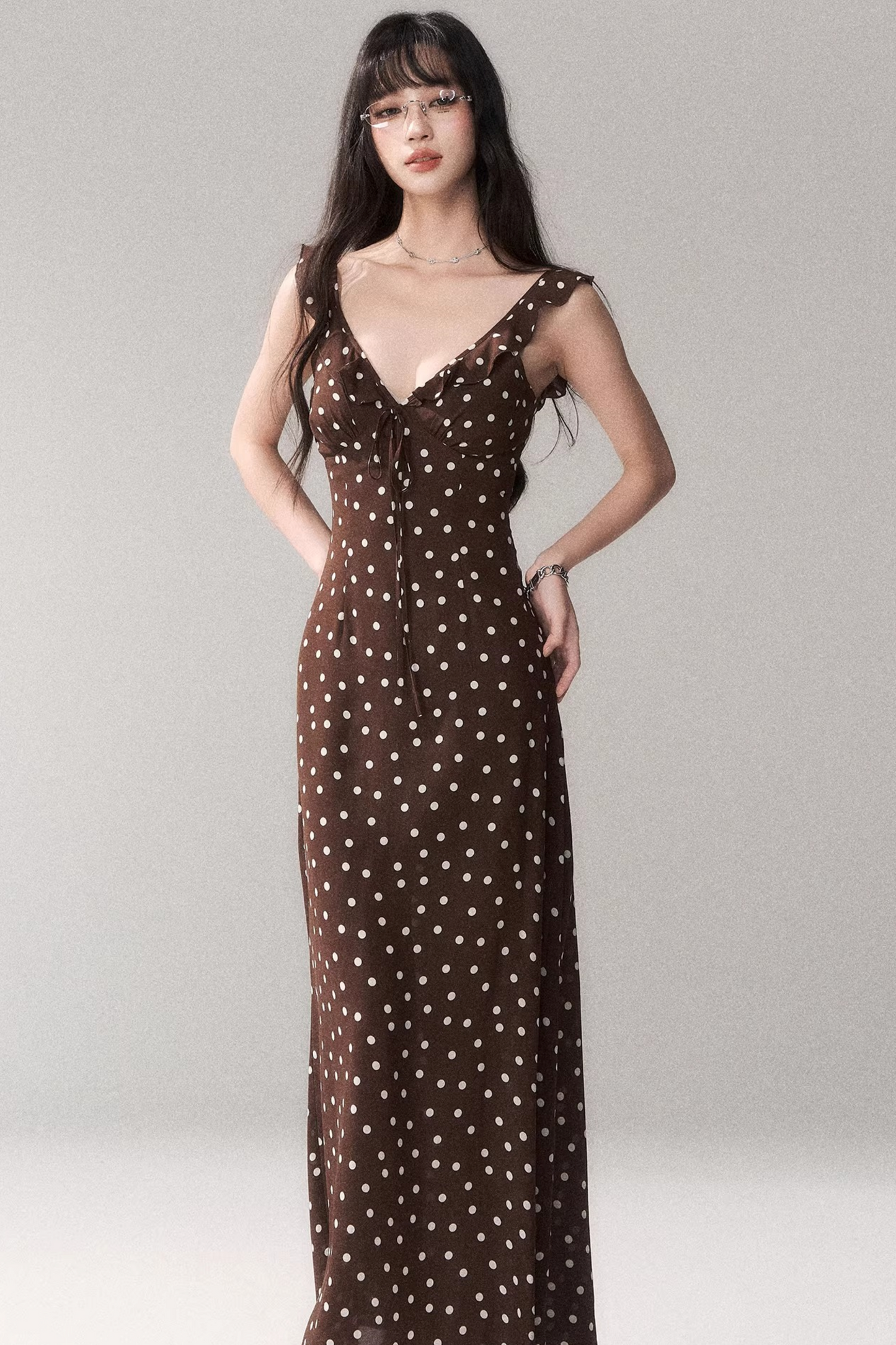 Brown Polka Dot Summer Dress